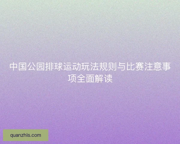 中国公园排球运动玩法规则与比赛注意事项全面解读