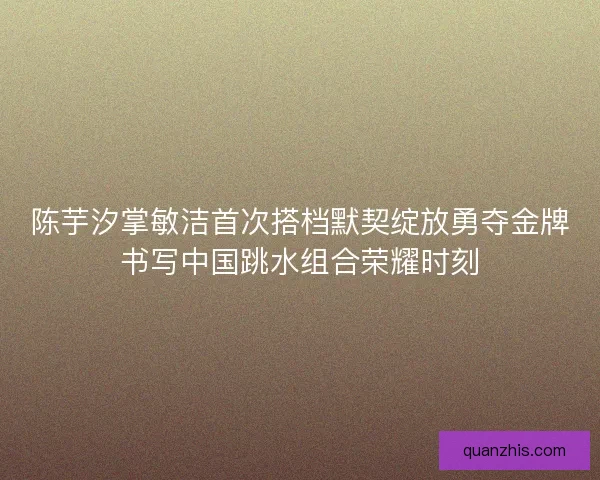 陈芋汐掌敏洁首次搭档默契绽放勇夺金牌书写中国跳水组合荣耀时刻