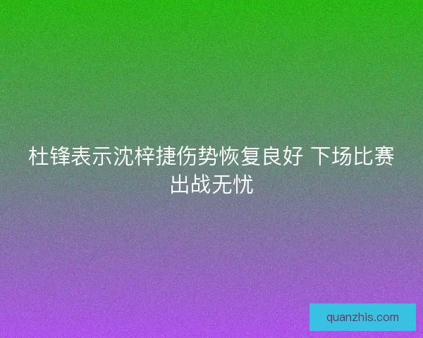杜锋表示沈梓捷伤势恢复良好 下场比赛出战无忧